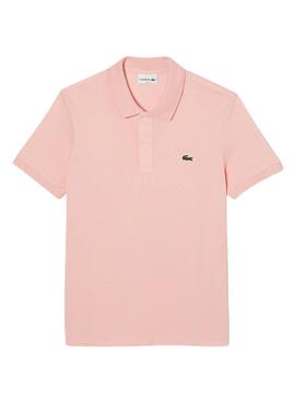 Polo Lacoste Chamise Col Bord Rosa para Hombre