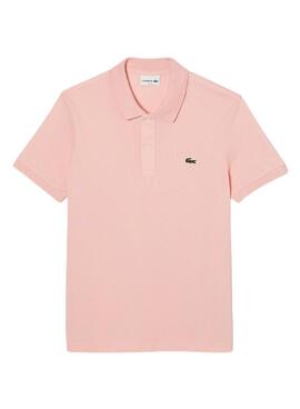 Polo Lacoste Chamise Col Bord Rosa para Hombre