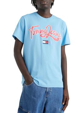 Camiseta Tommy Jeans Pop Text Azul para Hombre