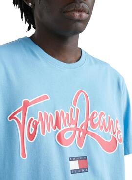 Camiseta Tommy Jeans Pop Text Azul para Hombre