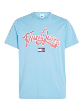 Camiseta Tommy Jeans Pop Text Azul para Hombre