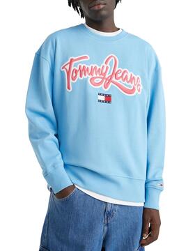 Sudadera Tommy Jeans Pop Text Azul para Hombre