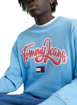Sudadera Tommy Jeans Pop Text Azul para Hombre