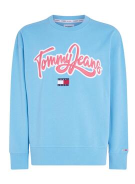 Sudadera Tommy Jeans Pop Text Azul para Hombre