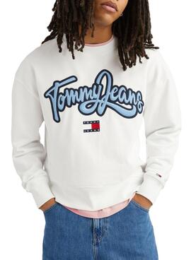 Sudadera Tommy Jeans Pop Text Blanco para Hombre