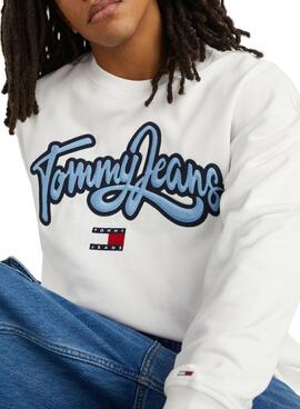 Sudadera Tommy Jeans Pop Text Blanco para Hombre