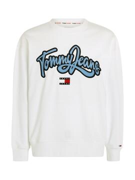 Sudadera Tommy Jeans Pop Text Blanco para Hombre