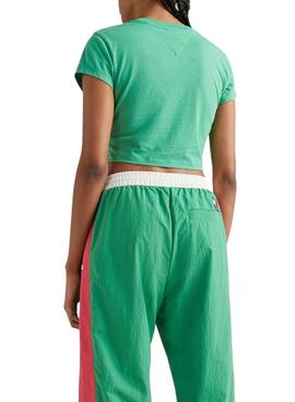 Camiseta Tommy Jeans Logo SS Verde para Mujer