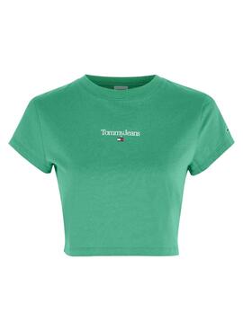 Camiseta Tommy Jeans Logo SS Verde para Mujer