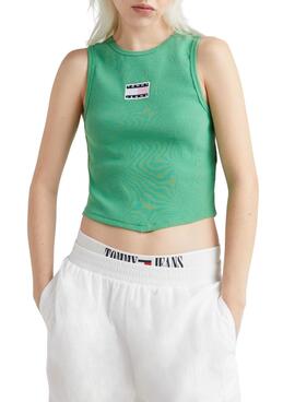 Top Tommy Jeans Pop Badge Verde para Mujer