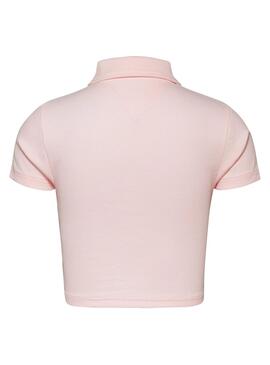 Polo Tommy Jeans Cropped Rib Rosa para Mujer