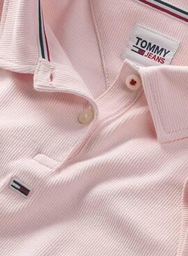 Polo Tommy Jeans Cropped Rib Rosa para Mujer
