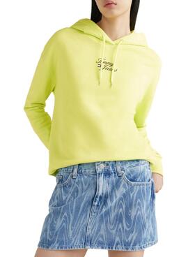 Sudadera Tommy Jeans Boxy Logo Amarillo para Mujer