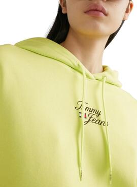 Sudadera Tommy Jeans Boxy Logo Amarillo para Mujer