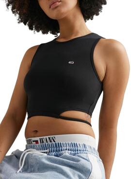 Top Tommy Jeans Flag Negro para Mujer