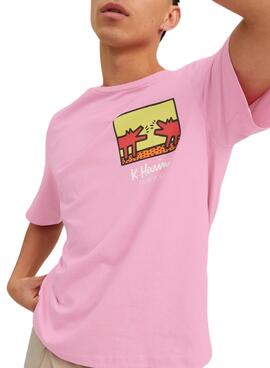 Camiseta Jack and Jones Keith Haring Rosa Hombree