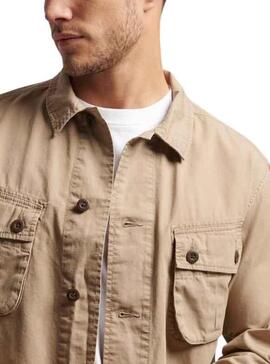 Sobrecamisa Supedry Combat Marrón para Hombre