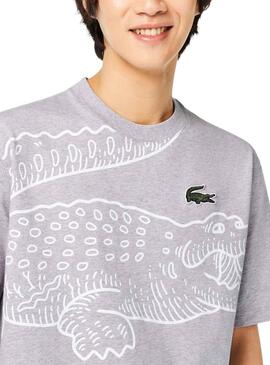 Camiseta Lacoste Printed Gris para Hombre