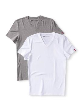 Camiseta Levis Pack Gris Blanco Hombre