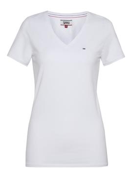 Camiseta Tommy Jeans Basic Stretch Blanco Mujer