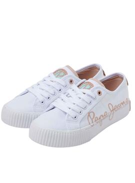 Zapatillas Pepe Jeans Ottis Logo Blanco para Niña