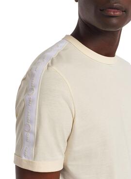 Camiseta Fred Perry Tonal Tape Ringer Beige Hombre