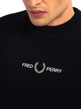 Sudadera Fred Perry Bordada Negra para Hombre