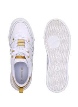 Zapatillas Lacoste L002 Blanco y Dorado Mujer