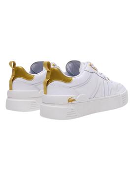 Zapatillas Lacoste L002 Blanco y Dorado Mujer