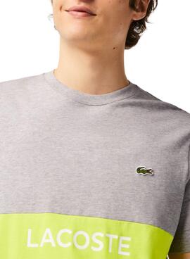 Camiseta Lacoste Color Block Gris para Hombre