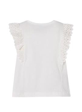 Camiseta Mayoral Volante Crochet Blanco para Niña