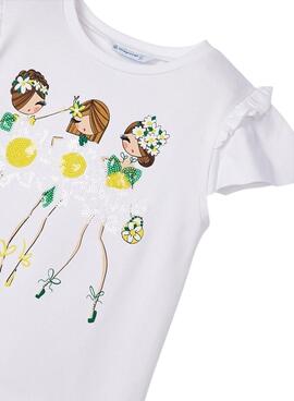 Camiseta Mayoral Flor Blanco para Niña