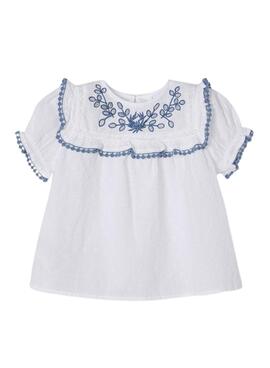 Blusa Mayoral Bordado Plumeti Blanco para Niña