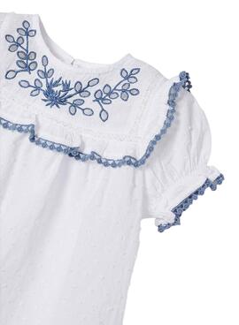 Blusa Mayoral Bordado Plumeti Blanco para Niña