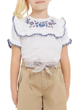 Blusa Mayoral Bordado Plumeti Blanco para Niña