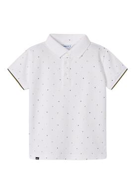 Polo Mayoral Microestampado Blanco para Niño