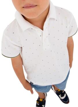 Polo Mayoral Microestampado Blanco para Niño