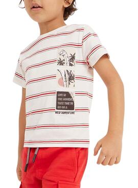Camiseta Mayoral Rayas Apliques Rojo para Niño