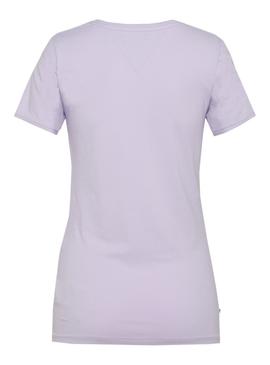 Camiseta Tommy Jeans Basic Stretch Lila Mujer