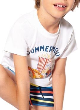 Camiseta Mayoral Summer Snacks Blanco Para Niño