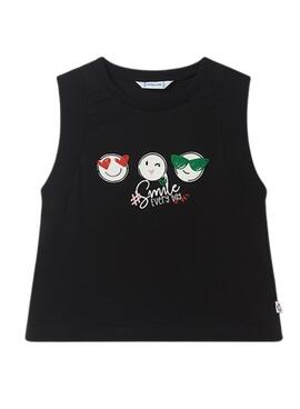 Camiseta Mayoral Tirantes Smile Negro para Niña