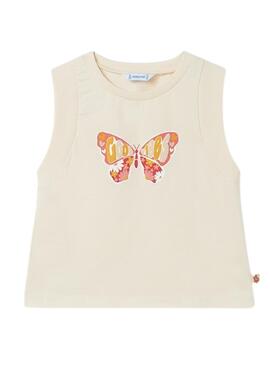 Camiseta Mayoral Tirantes Mariposa Beige para Niña