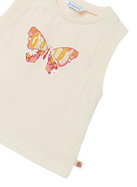 Camiseta Mayoral Tirantes Mariposa Beige para Niña