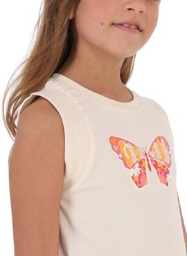 Camiseta Mayoral Tirantes Mariposa Beige para Niña