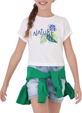 Camiseta Mayoral Bordado Nature Blanco para Niña