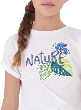Camiseta Mayoral Bordado Nature Blanco para Niña