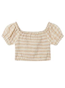 Blusa Mayoral Cuadros Vichy Beige para Niña