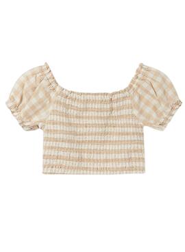 Blusa Mayoral Cuadros Vichy Beige para Niña