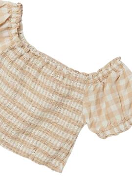 Blusa Mayoral Cuadros Vichy Beige para Niña