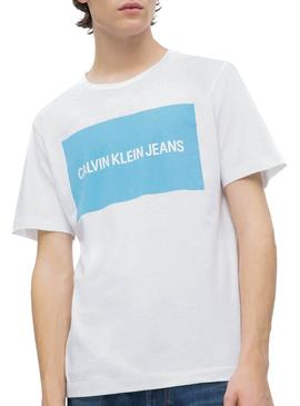 Camiseta Calvin Klein Box Logo Blanco Hombre